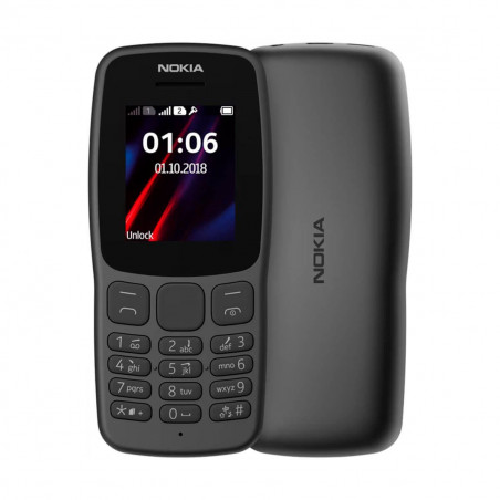 Nokia 106 - Mobile Compact Incassable - Autonomie Longue Durée - Noir