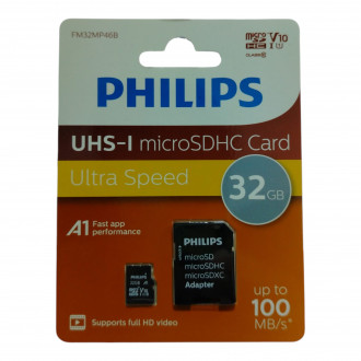 Philips Ultra Speed Carte mémoire 32 Go + Adaptateur SD...
