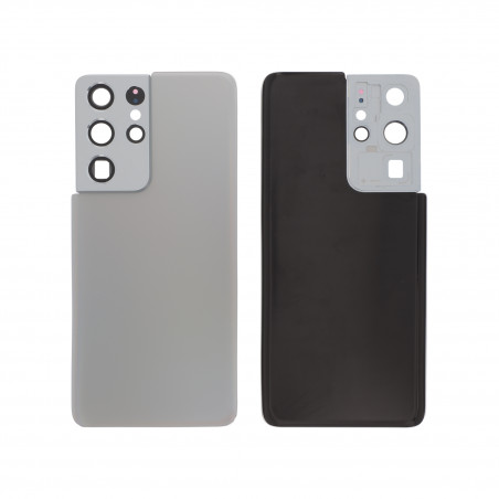 Vitre Arrière PREMIUM + Lentilles Caméra Pour Samsung Galaxy S21 Ultra - Gris