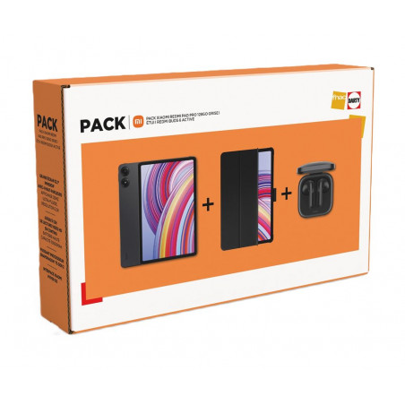 Pack Tablette tactile Xiaomi Redmi Pad Pro 12,1" Wifi 128 Go Gris + Buds 6 Active Noir + Folio