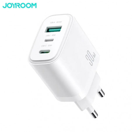 Chargeur Secteur Multi GaN JOYROOM JR-TG6 30W (USB-C + USB + Lightning)
