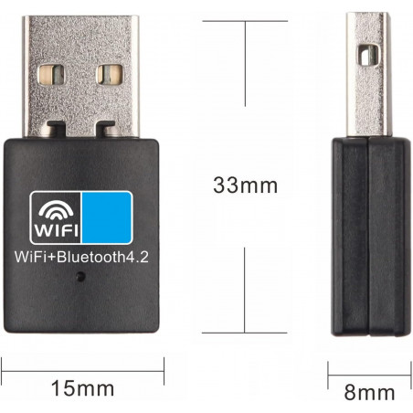 Clé WIFI (2.4 GHz / ~150Mbps) ET Bluetooth (4.0) | USB-A