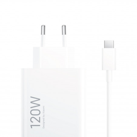 Chargeur Secteur Original XIAOMI 120W HyperCharge Combo avec Câble USB-A vers USB-C 6A Blanc Charge Ultra Rapide
