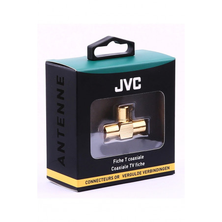 Adaptateur Coaxial JVC COAX ADAP T1xM 2XF G Connecteur en T 1 Mâle vers 2 Femelles Plaqué Or Haute Qualité