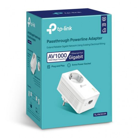 Adaptateur CPL TP-Link TL-PA7017P V4 | Gigabit 1000 Mbps | Prise Gigogne Intégrée | Plug & Play | Blanc
