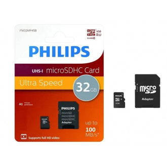 Philips Ultra Speed Carte mémoire 32 Go + Adaptateur SD...