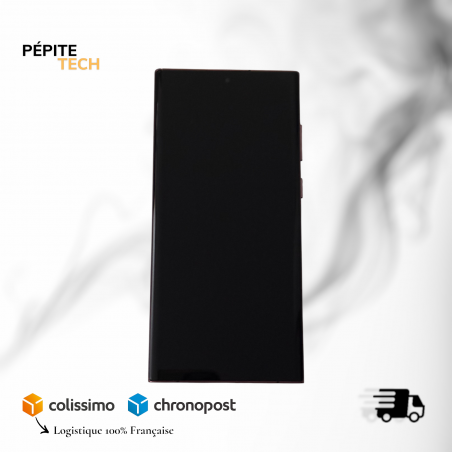 Écran Complet avec Châssis pour Samsung Galaxy S22 Ultra (S908B) Bordeaux - Pièce Officielle Démontée (Pulled)