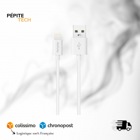 Câble Fairplay USB-A vers Lightning (1m) - Charge Rapide 12W Blanc